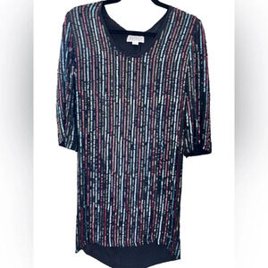 Gorgeous Velvet by Graham & Spencer sequin mini dress shift style Vneck